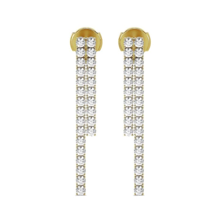 Pendientes rivière con 3.90 quilates diamante en oro amarillo