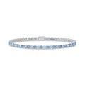 4.40 quilates pulsera rivièra en oro blanco con diamantes azules y blancos