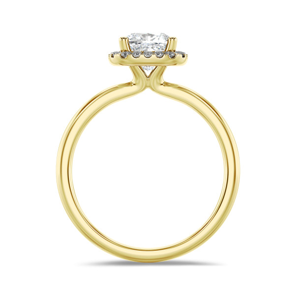 Anillos de compromiso - 2.00 quilates halo anillo solitario diamante cojín cultivado en laboratorio en oro amarillo con diamantes redondos cultivados en laboratorio
