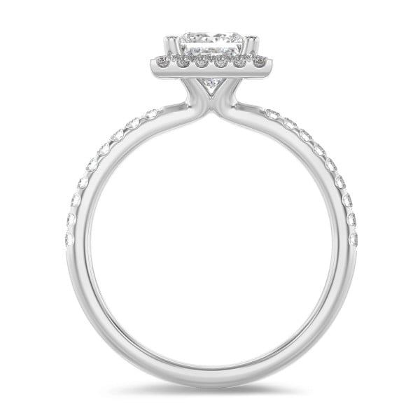 Anillos de compromiso - 3.00 quilates halo anillo solitario diamante princesa en oro blanco con diamantes redondos