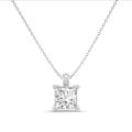 1.00 quilates colgante solitario diamante princesa cultivado en laboratorio en oro blanco