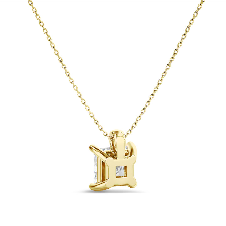 1.00 quilates colgante solitario diamante princesa cultivado en laboratorio en oro amarillo