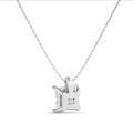 2.00 quilates colgante solitario diamante princesa cultivado en laboratorio en oro blanco