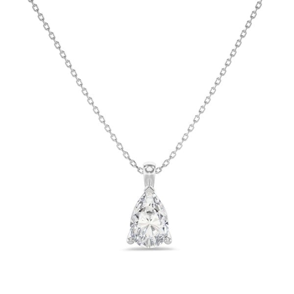 Gargantilla - 1.00 quilates colgante solitario en oro blanco con diamante pera