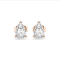 3.00 quilates pendientes solitario diamante talla pera en oro rojo
