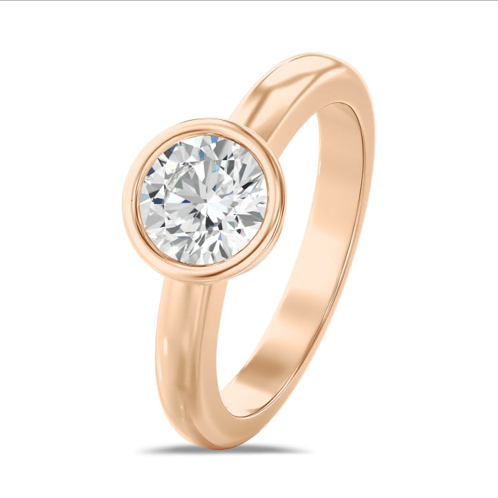 3.00 quilates anillo solitario en oro rojo con un diamante redondo cultivado en laboratorio