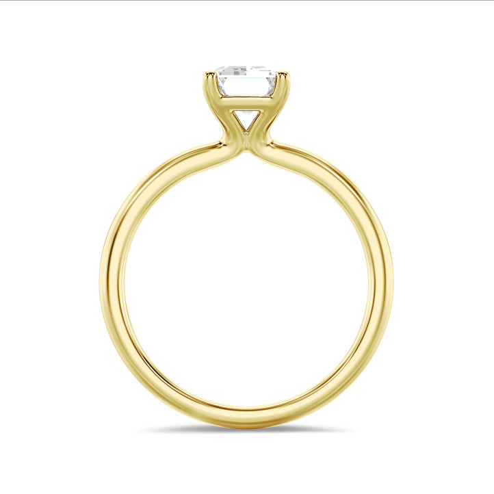 1.20 quilates anillo solitario diamante talla esmeralda cultivado en laboratorio en oro amarillo