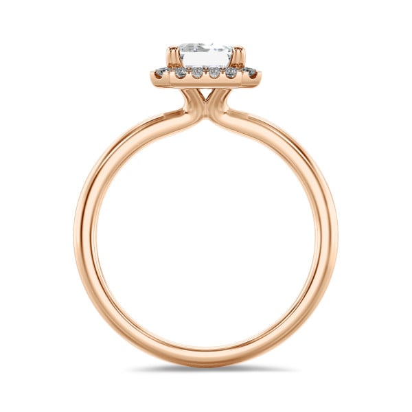 Anillos - 1.50 quilates halo anillo solitario diamante talla esmeralda en oro rojo con diamantes redondos