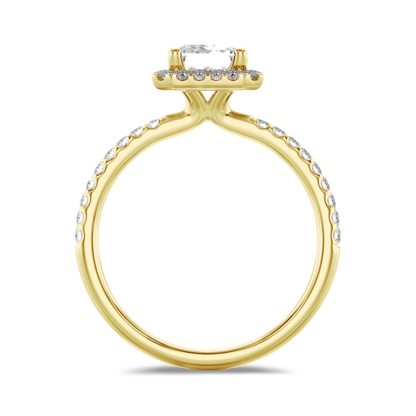 Anillos - 1.50 quilates halo anillo solitario diamante talla esmeralda en oro amarillo con diamantes redondos