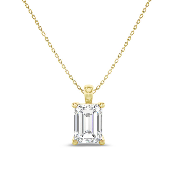 Gargantilla - 1.00 quilates colgante solitario diamante talla esmeralda en oro amarillo