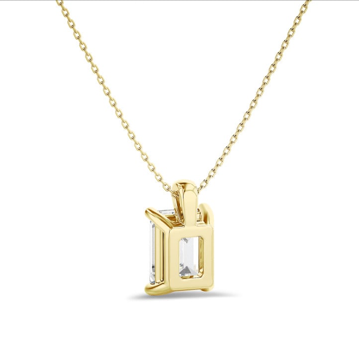 2.00 quilates colgante solitario diamante talla esmeralda cultivado en laboratorio en oro amarillo