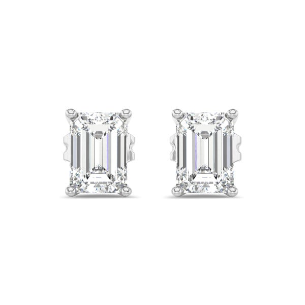 Pendientes - 2.00 quilates pendientes solitario diamante talla esmeralda en oro blanco