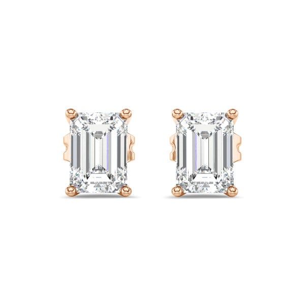 2.00 quilates pendientes solitario diamante talla esmeralda en oro rojo