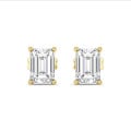 2.00 quilates pendientes solitario diamante talla esmeralda en oro amarillo