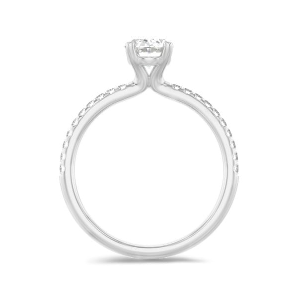 Anillos de compromiso - 2.00 quilates anillo solitario diamante ovalado en oro blanco con diamantes en los lados
