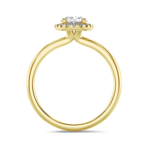 Anillos - 3.00 quilates halo anillo solitario diamante ovalado en oro amarillo con diamantes redondos