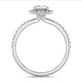 1.20 quilates halo anillo solitario diamante ovalado cultivado en laboratorio en oro blanco con diamantes redondos cultivados en laboratorio