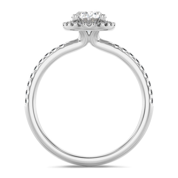 Anillos de compromiso - 3.00 quilates halo anillo solitario diamante ovalado cultivado en laboratorio en oro blanco con diamantes redondos cultivados en laboratorio