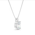 1.00 quilates colgante solitario diamante ovalado cultivado en laboratorio en oro blanco