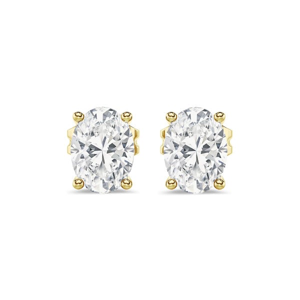 2.00 quilates pendientes solitario diamante ovalado en oro amarillo