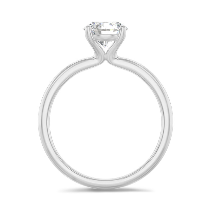 1.50 quilates anillo solitario en oro blanco con diamante redondo cultivado en laboratorio
