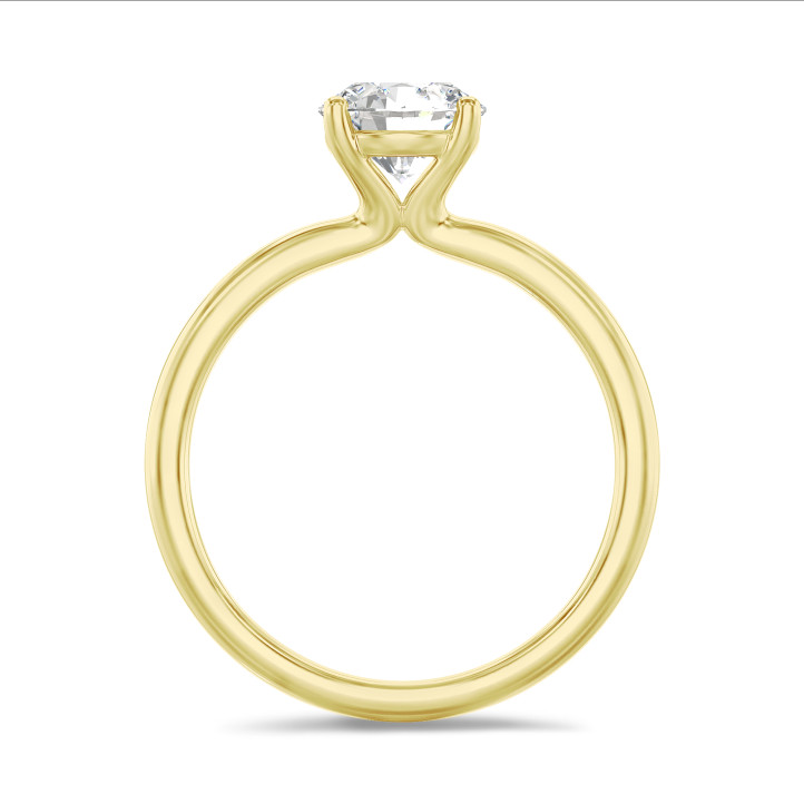3.00 quilates anillo solitario en oro amarillo con diamante redondo cultivado en laboratorio