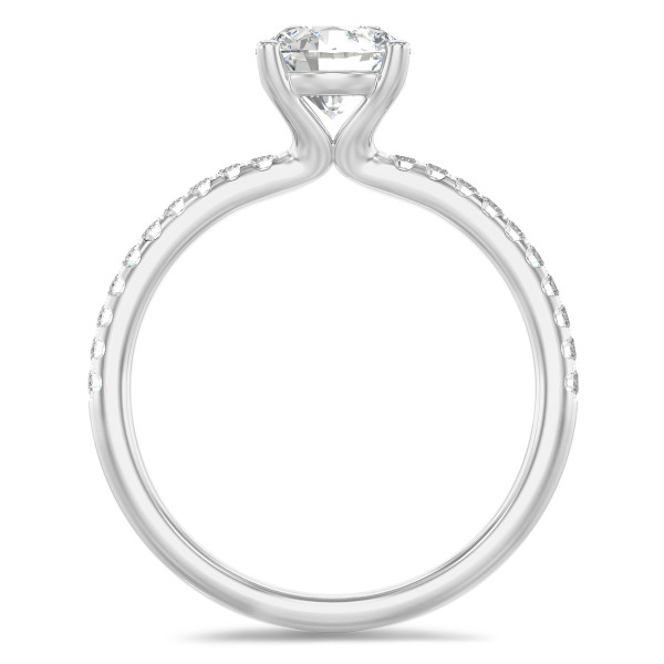 Anillos de compromiso - 3.00 quilates anillo solitario en oro blanco con diamantes en los lados cultivados en laboratorio