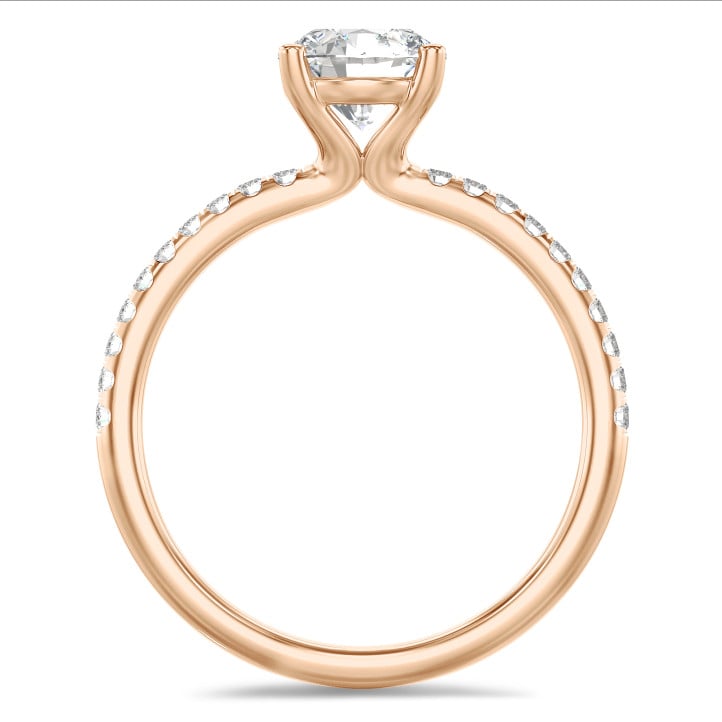 3.00 quilates anillo solitario en oro rojo con diamantes en los lados