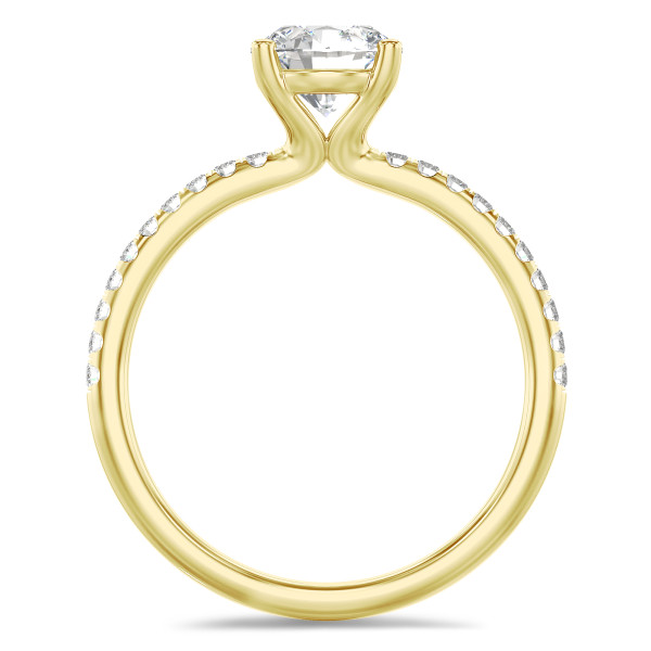 3.00 quilates anillo solitario en oro amarillo con diamantes en los lados cultivados en laboratorio