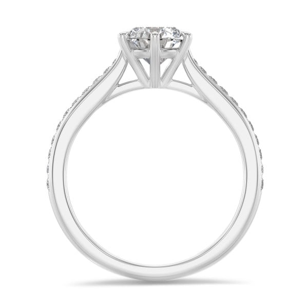Anillos de compromiso - 1.50 quilates anillo solitario diamante de oro blanco con diamantes laterales