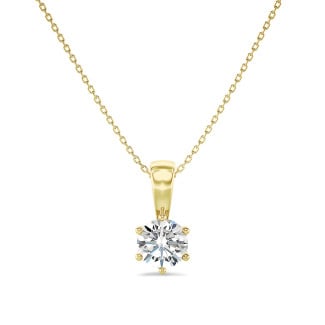 1.20 quilates colgante solitario en oro amarillo con diamante redondo cultivado en laboratorio