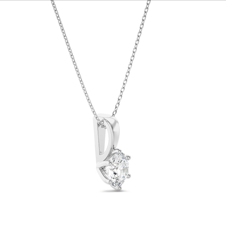 2.00 quilates colgante solitario en oro blanco con diamante redondo
