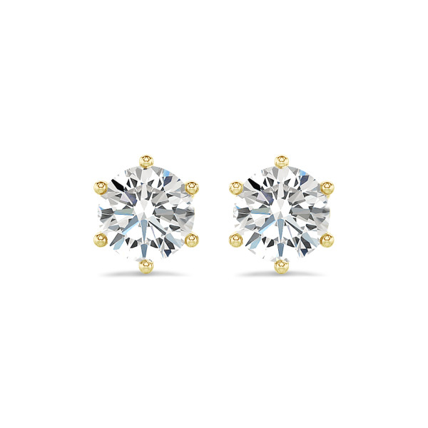 Pendientes - 2.00 quilates pendientes solitario en oro amarillo con diamantes redondos