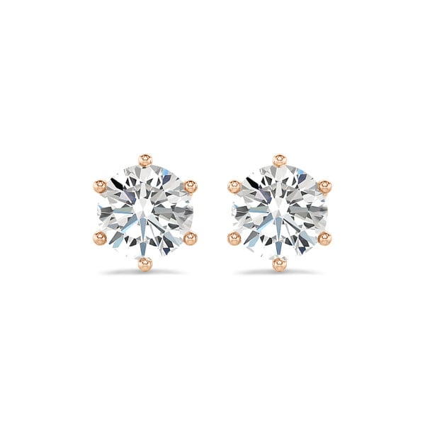 2.00 quilates pendientes solitario en oro rojo con diamantes redondos
