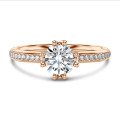 1.20 quilates anillo solitario diamante en oro rojo con diamantes redondos (banda completa)