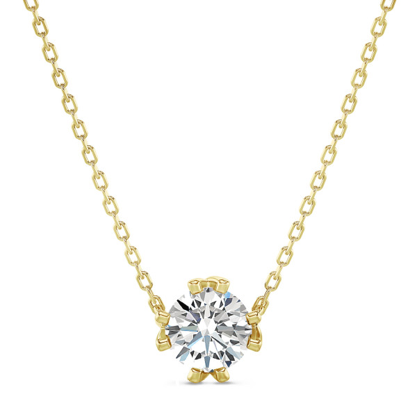 1.00 quilates colgante solitario en oro amarillo con diamante redondo cultivado en laboratorio