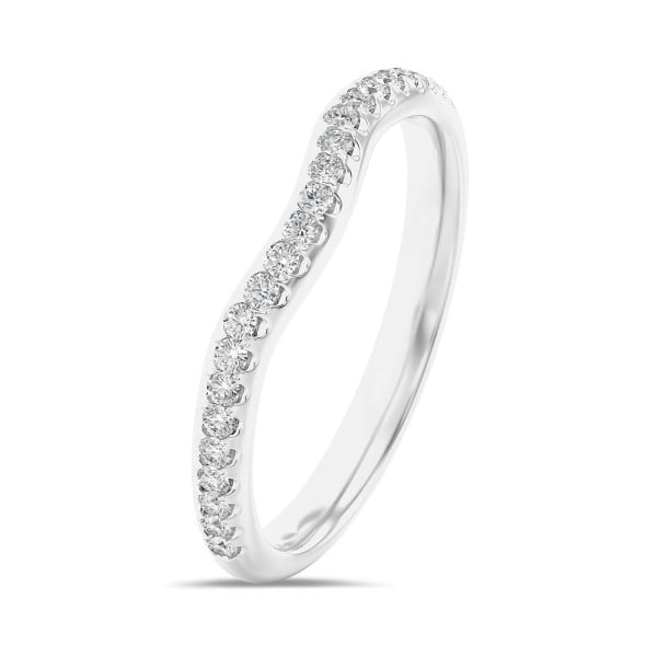 Anillos - 0.25 quilates alianza curva (media banda) en oro blanco con diamantes