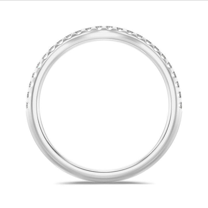 0.25 quilates alianza curva (media banda) en oro blanco con diamantes cultivados en laboratorio