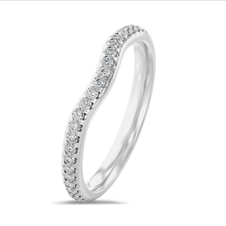 0.45 quilates alianza curva (banda completa) en oro blanco con diamantes cultivados en laboratorio