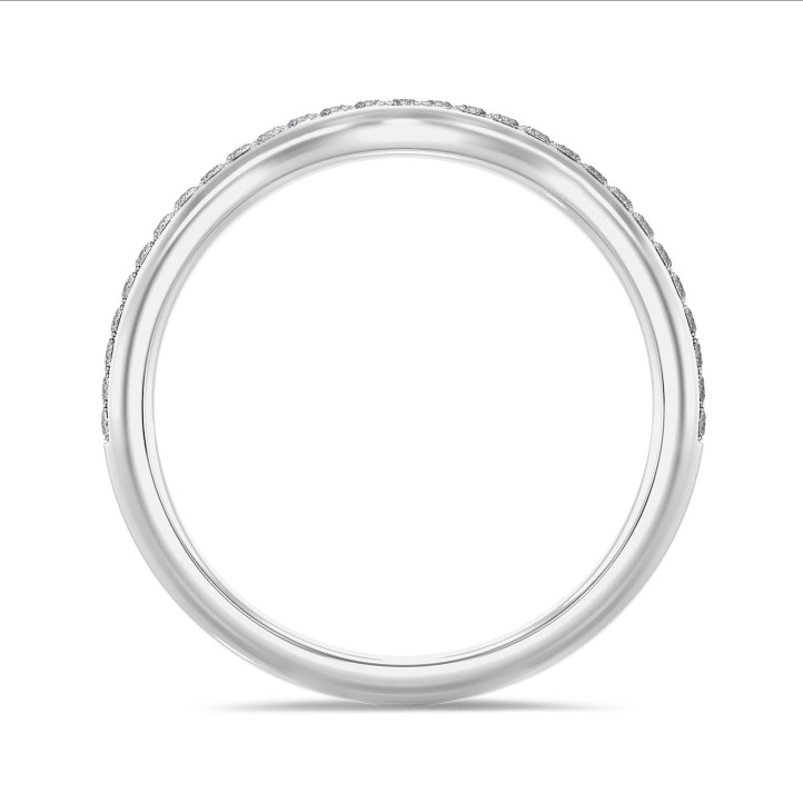 0.23 quilates alianza curva (media banda) en oro blanco con diamantes cultivados en laboratorio