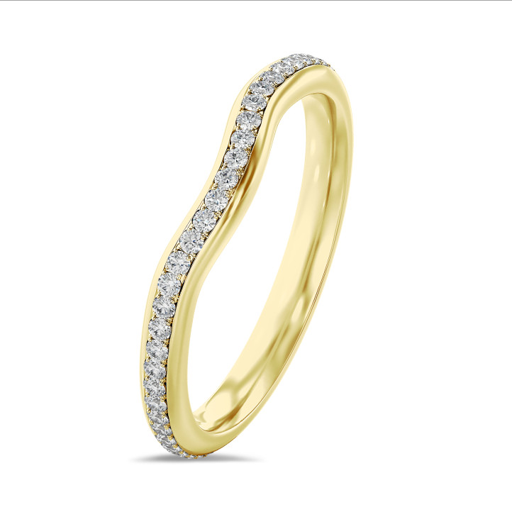0.41 quilates alianza curva (banda completa) en oro amarillo con diamantes