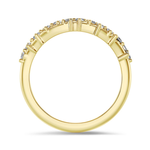Anillos - 0.12 quilates alianza en racimo en oro amarillo con diamantes redondos