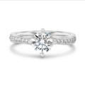 2.50 quilates anillo solitario diamante en laboratoria en platino con diamantes en los lados en laboratoria