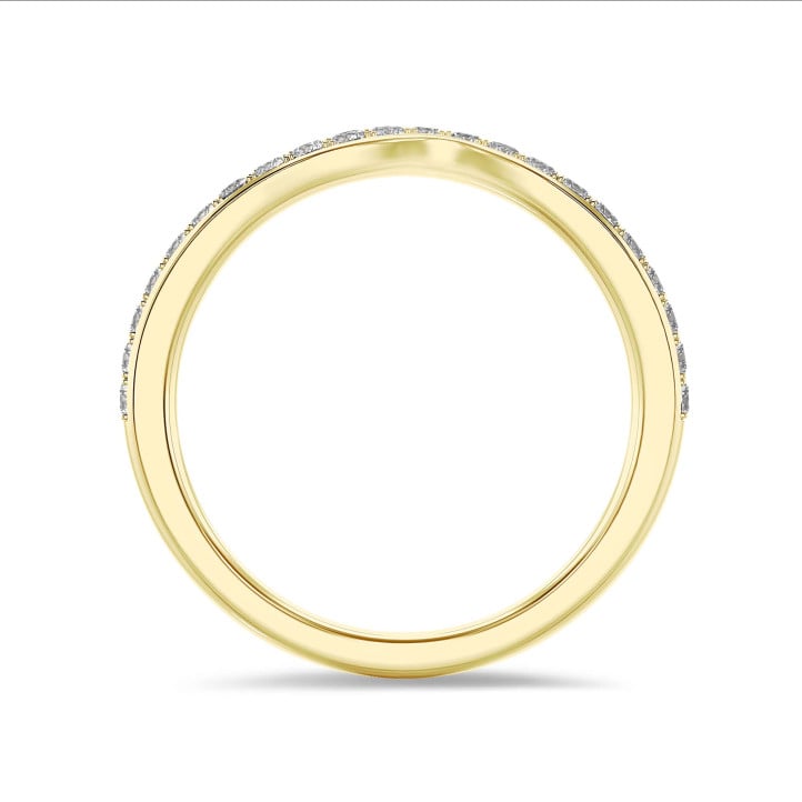 0.20 quilates alianza curva (media banda) en oro amarillo con diamantes cultivados en laboratorio