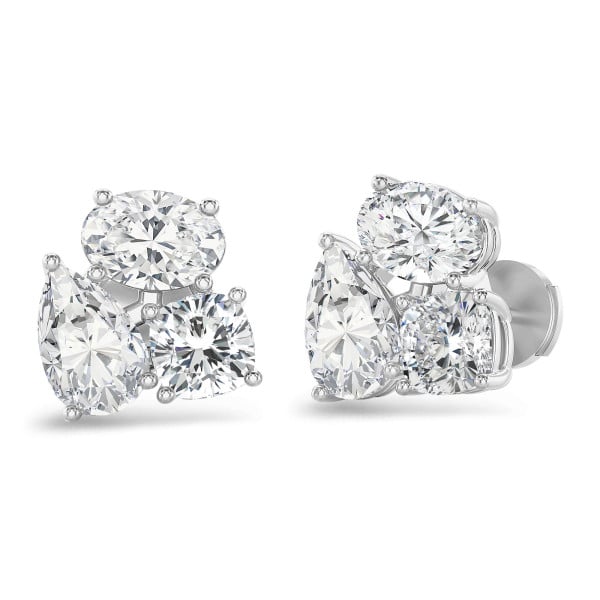 Pendientes - 6.00 quilates pendientes trilogía de diamantes en oro blanco