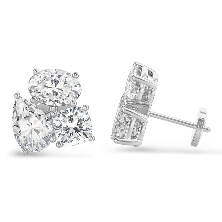 6.00 quilates pendientes trilogía de diamantes en oro blanco