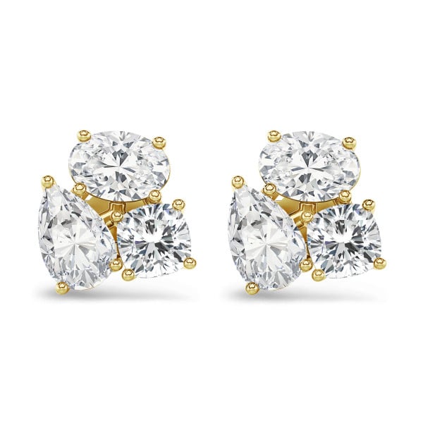 Pendientes - 6.00 quilates pendientes trilogía de diamantes en oro amarillo