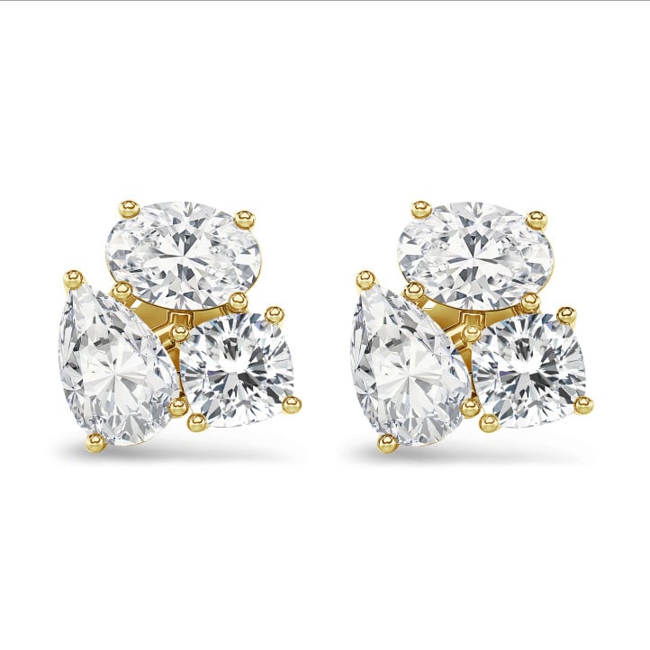 6.00 quilates pendientes trilogía de diamantes en oro amarillo