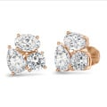 6.00 quilates pendientes trilogía de diamantes en oro rojo