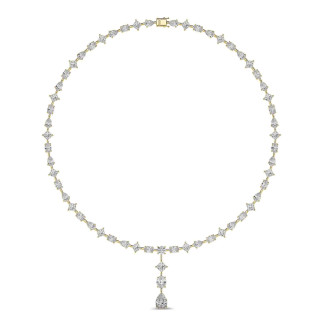 24.70 quilates gargantilla de diamantes cultivados en laboratorio en oro amarillo con colgante desmontable